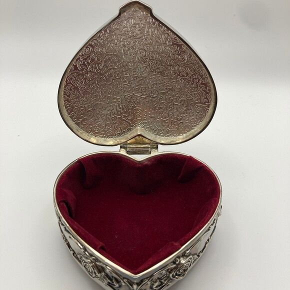 Vintage Regent Square Footed Silverplate‎ Trinket Jewelry Box with Roses - Picture 10 of 10
